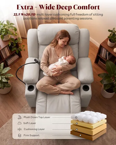 Vista 7 de Silla reclinable giratoria eléctrica con reposabrazos ajustables