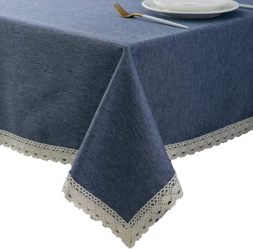 Vista 19 de EHouseHome Mantel de lino sintético con ribete de encaje, impermeable, a prueba de derrames, resistente a las manchas, sin arrugas, a prueba