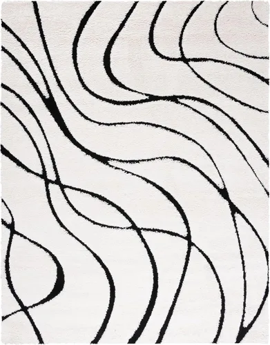 Vista 50 de Safavieh Florida Shag Collection - Alfombra de área de 2 x 3 pies, color crema/beige, diseño geométrico, felpa de 1.2 pulgadas de grosor, ideal