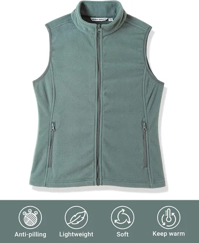 Vista 5 de Outdoor Ventures Chaleco de forro polar con cremallera para mujer, con bolsillos, cálido chaleco sin mangas para otoño e invierno
