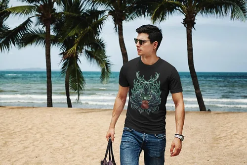 Vista 7 de Camisetas gráficas de manga corta con cuello redondo para hombre