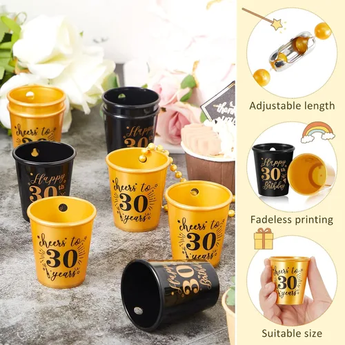 Vista 3 de Sureio Collar de vasos de chupito de 12 piezas para cumpleaños, vaso de chupito de plástico con cuentas para fiesta de cumpleaños, suministros
