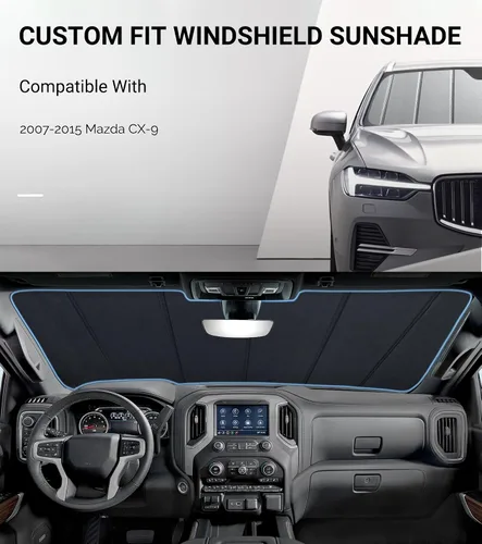 Vista 2 de Pigenius Parasol de parabrisas para Mazda CX-9 2007-2015 Parasol de ventana frontal personalizado - Protección