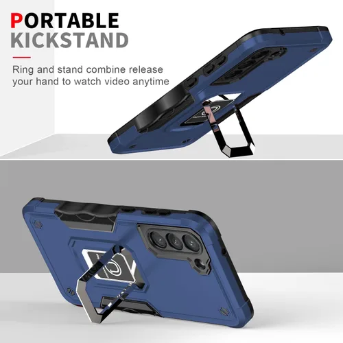 Vista 6 de Asuwish Funda de teléfono para Samsung Galaxy S21 Plus Glaxay S21+ 5G con cubierta protectora de pantalla y soporte de anillo híbrido resistente