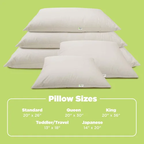Vista 5 de Bean Products Almohada estándar con funda de almohada, almohada de cuello suave relleno de kapok orgánico con funda de algodón orgánico, funda