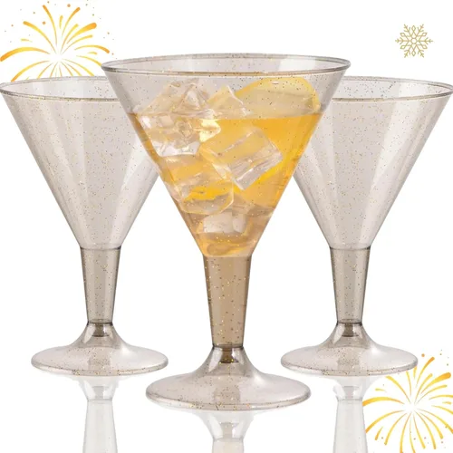 Vista 14 de Liacere Juego de 6 Copas de Martini de 11 oz de Plástico Transparente con Tallo - Copas de Cóctel Reutilizables para Bar, Margarita, Whisky, Gin