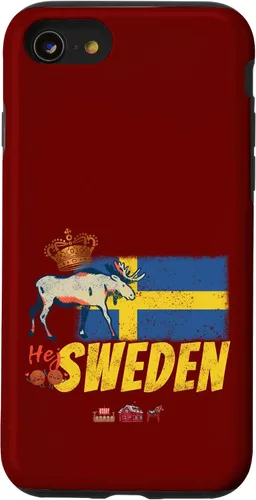 Vista 18 de Funda para iPhone 16 Suecia con bandera vintage y recuerdo de alce