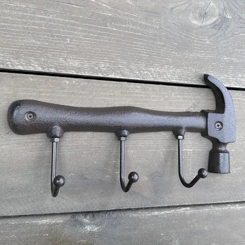 Vista 6 de KiaoTime Ganchos de Pared de Metal de Hierro Fundido Rústico, Perchero de Pared Montado en Forma de Martillo Retro Vintage, Soporte para Llaves