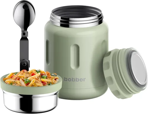 Vista 9 de BOBBER Tarro de alimentos aislado de acero inoxidable de 16 oz con boca extra ancha, cuchara y tazón integrados, mantiene el calor durante 10 horas
