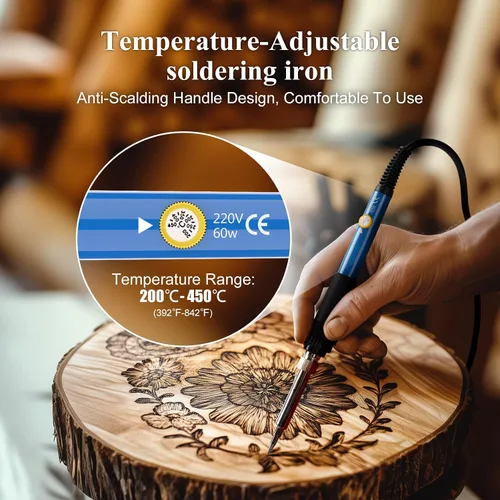 Vista 3 de Kit de quemado de madera para adultos: quemador de madera con temperatura ajustable, herramienta profesional para quemar madera para principiantes