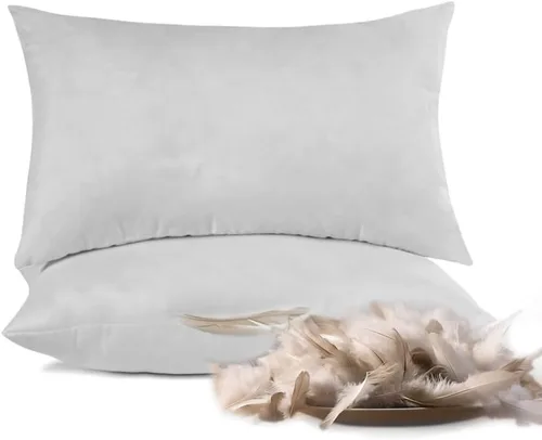 Vista 8 de Bafode Juego de 2 rellenos de almohada de plumas de ganso, 26 x 26 pulgadas, lujosos cojines decorativos corrugados con exquisito borde satinado