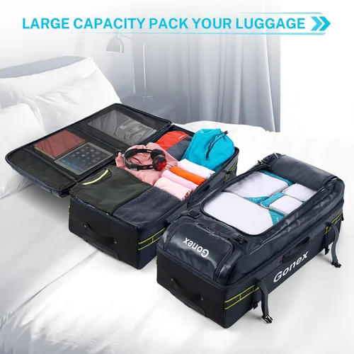 Vista 6 de Gonex Bolsa de lona rodante con ruedas equipaje de viaje con ruedas repelente al agua de 70 L con rodillos 22 pulgadas 25 pulgadas 33 pulgadas Azul