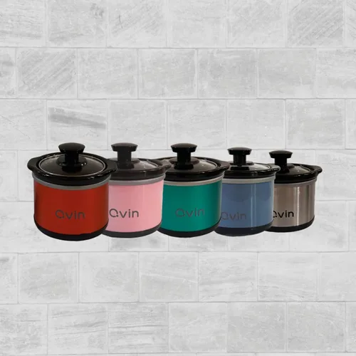 Vista 7 de Mini olla de cocción lenta 0.65qt (20oz) calentador, juego de ollas de fondue, olla de chocolate (acero inoxidable) (rosa)