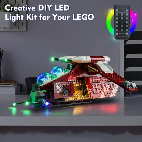 Vista 4 de VONADO Kit de luces LED para LEGO Coruscant Guard Gunship 75354, juego de iluminación creativa con control remoto, accesorios compatibles con LEGO