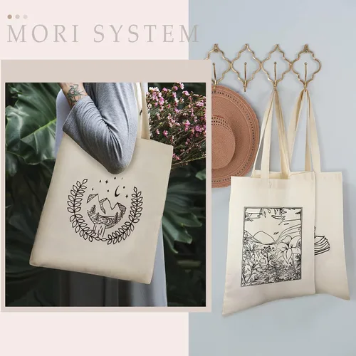 Vista 7 de Reginary 4 bolsas de lona para mujer, bolsas de lona para compras, estéticas, reutilizables, para comestibles, regalos (artístico)