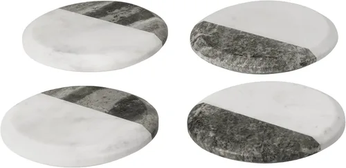 Vista 3 de Torre & Tagus Juego de 4 posavasos redondos de mármol para bebidas, posavasos de mármol sólido real para mesa de café, soporte de bebidas