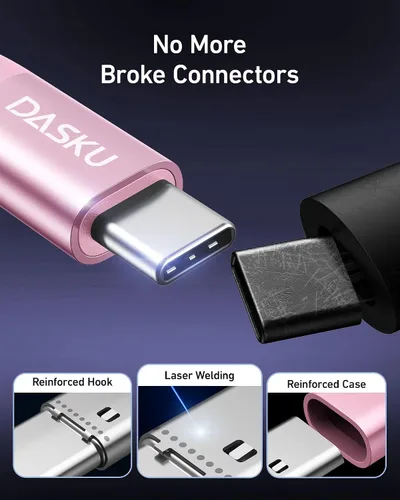 Vista 99 de Dasku iPhone 17 USB C a USB C de carga rápida, 60 W (3.1 A), paquete de 2 cables cargador de carga de 3 pies tipo C para iPhone 17/16/15/15 Plus/15