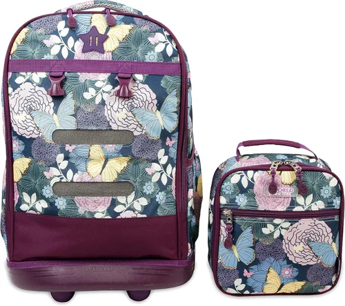 Vista 2 de J World New York Unisex Kid's Duo Rolling Backpack with Lunch Box Set, Secret Garden, One