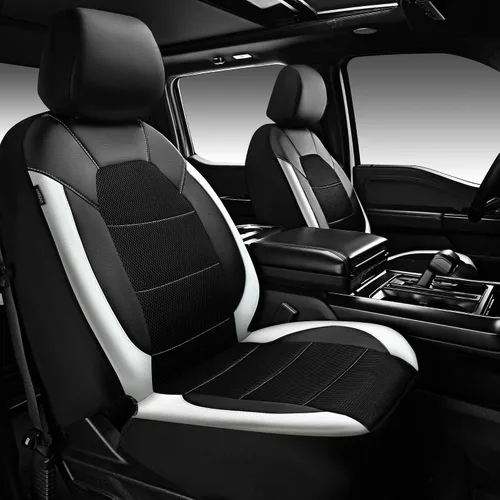 Vista 15 de CAR PASS Fundas de cuero para asientos delanteros solamente, con fundas de asiento delantero de malla de aire, transpirables, fundas de asiento