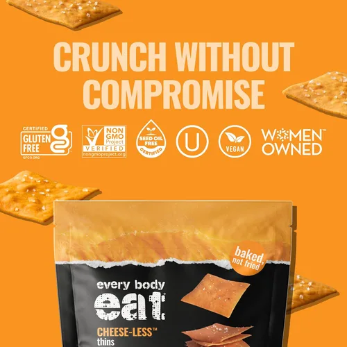 Vista 4 de Every Body Eat Snack Thins, sabor sin queso, vegano, sin gluten y sin lácteos (paquete de 2)