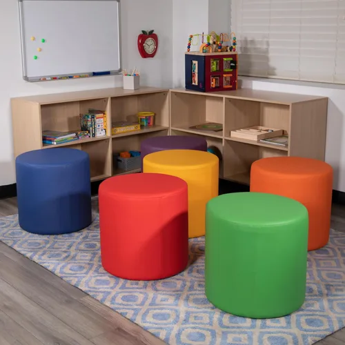 Vista 4 de EMMA + OLIVER Círculo flexible de asientos suaves de 18" H para aulas y espacios comunes - rojo For Classrooms and Common Spaces, Flexible Seating