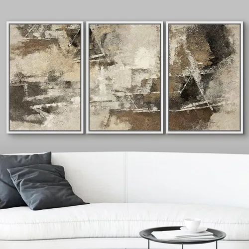 Vista 117 de wall26 Lienzo enmarcado para pared, juego de arte de acuarela pastel, paisaje rural, ilustraciones con formas abstractas, arte moderno, decorativo