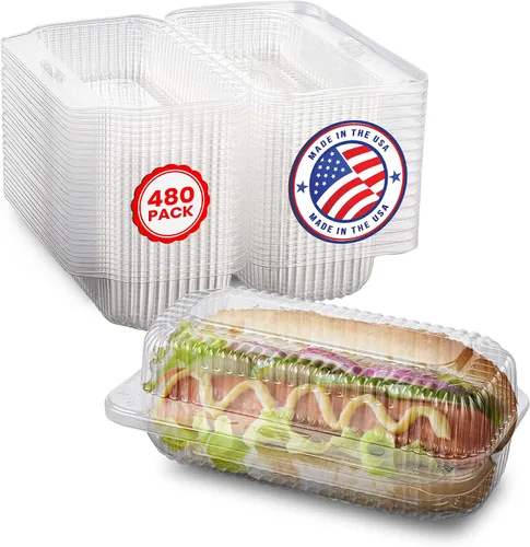 Vista 10 de MT Products Recipiente de plástico para perros calientes – 6.5 x 2.75 x 2.6 pulgadas – Recipientes para llevar con tapa con bisagras para ensaladas