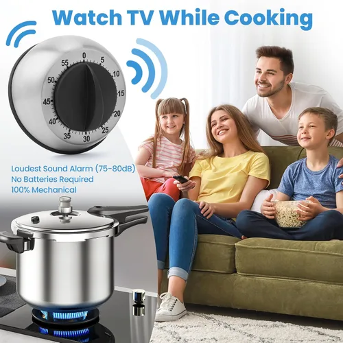 Vista 6 de Temporizador de cocina para cocinar, temporizador magnético de cocina del chef - no requiere baterías - alarma fuerte, temporizadores manuales