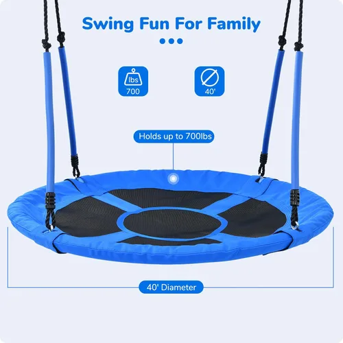 Vista 3 de Trekassy Columpio redondo para árbol de 700 libras de 40 pulgadas con asas para niños y adultos, Oxford 900D, impermeable, 2 correas para colgar