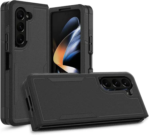 Vista 75 de Funda WOGROO para Samsung Galaxy Z Fold 4 - Funda protectora para teléfono a prueba de golpes, duradera, negra