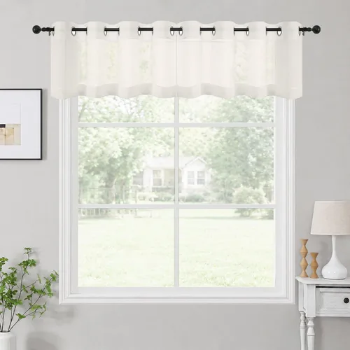 Vista 19 de OWENIE Cenefa transparente con ojales negros para ventanas, 2 paneles de 52
