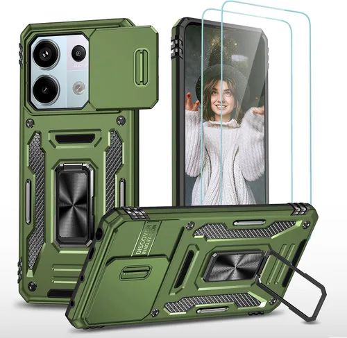 Vista 19 de Jeylly Funda para Xiaomi Poco X3 NFC con protector de pantalla de vidrio templado [2 paquetes], resistente a prueba de golpes, funda protectora