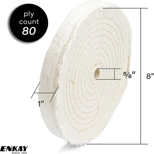 Vista 5 de ENKAY - Rueda de pulido cosida en espiral extra gruesa de 8 pulgadas (80 capas)