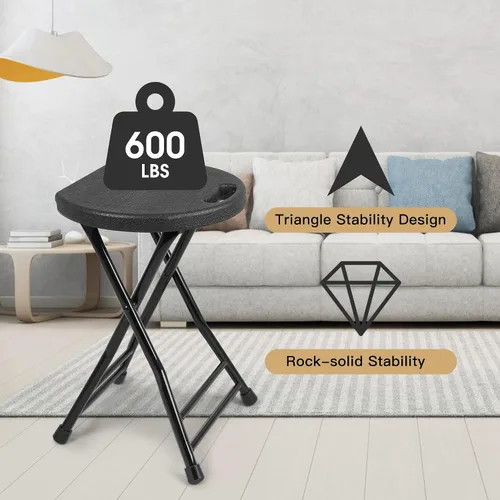 Vista 5 de COOZMENT Taburete plegable con asa, silla plegable, taburete de bar plegable con pies antideslizantes, capacidad de 600 libras, taburete plegable