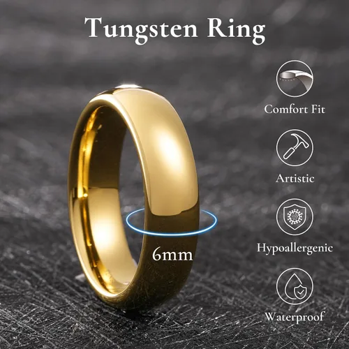 Vista 56 de King Will Alianza de boda de carburo de tungsteno para hombres y mujeres, anillos de promesa para parejas abovedados de alto pulido