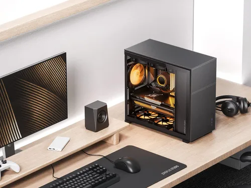 Vista 5 de JONSBO Caja de computadora ATX negra D41 MESH, ATX/M-A.TX Mainboard/Support RTX 4090 (13.189-15.748 in) GPU 360/280AIO, Power A.TX/SFX: 3.937