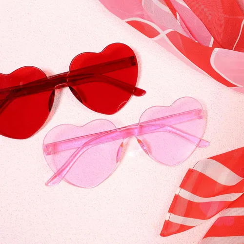 Vista 5 de Cutecrop Kit de 8 accesorios de San Valentín, 2 chales de gasa para el día de San Valentín y 2 bufandas cuadradas de satén con estampado de corazón