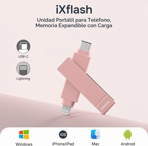 Vista 3 de Memoria MFi para iPhone de 128 GB, copia de seguridad de Morandi Rosa