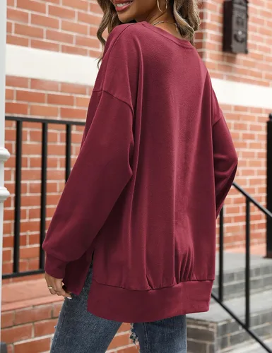 Vista 3 de Florboom Camisas de otoño para mujer, blusas de manga larga, holgadas, casuales, sin botones