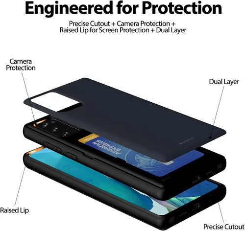 Vista 5 de GOOSPERY Funda tipo cartera con puerta magnética compatible con Galaxy Note 20, con tarjetero, cierre automático por imanes, funda protectora