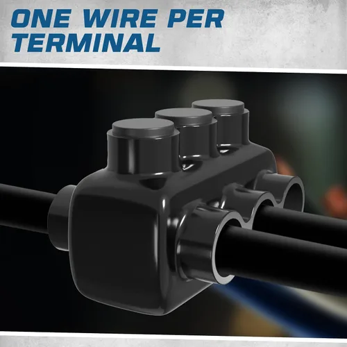 Vista 5 de Conector de cable aislado, entrada lateral doble de 3 puertos, 3/0–6 AWG, tornillo hexagonal de 7/32 ″, inhibidor de óxido prellenado, conector