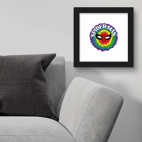 Vista 3 de Trends International Gallery Pops Marvel Spider-Man - Póster de pared retro con diseño de arco iris, 12.00 x 12.00 pulgadas, versión de marco negro