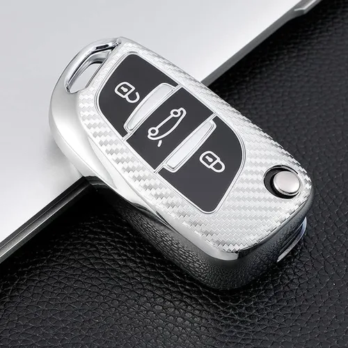 Vista 2 de BNHUY - Carcasa de TPU de carbono para llave de automóvil Citroen C1 C2 C3 C4 C5 XSARA PICA para Peugeot 306 407 807 para DS DS3 DS4 DS5 DS6