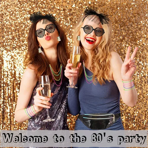 Vista 7 de Vestido elegante de los años 80 para mujeres y niñas, conjunto de accesorios de disfraz de fiesta de los años 80 con falda tutú, traje retro