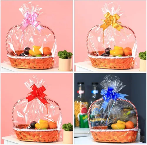 Vista 7 de 30 paquetes de bolsas de celofán de 32 x 40 pulgadas para cesta, bolsas de celofán transparentes extragrandes gigantes, bolsas de celofán