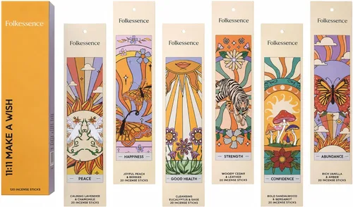 Vista 11 de Folkulture Varillas de incienso (120 varillas) Juego de 6 varillas de incienso con olor a verano para relajación Sin carbón, orgánico, no Huele