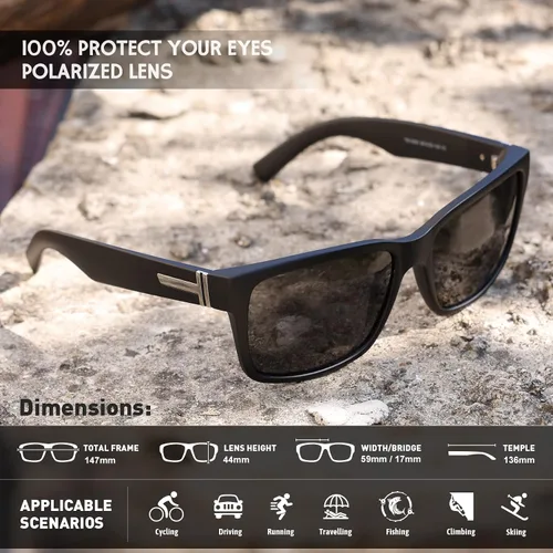 Vista 4 de MEETSUN Gafas de sol polarizadas cuadradas para hombres y mujeres, clásicas, retro, deportes, pesca, conducción, UV400, L