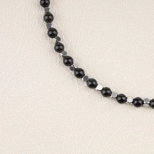 Vista 6 de GAVU Pulsera de cuentas de piedra para hombre con cierre de acero inoxidable
