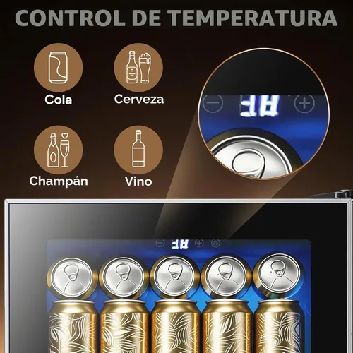 Vista 2 de WANAI Refrigeradores de bebidas 120-Can Mini refrigerador pequeño con pantalla táctil LED
