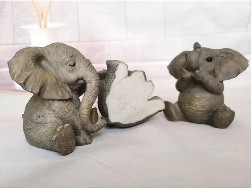Vista 4 de 3 estatuas de elefante bebé de resina, adornos de elefantes para decoración del hogar, sala de estar, oficina, ver no mal, escucha no mal, no hablar
